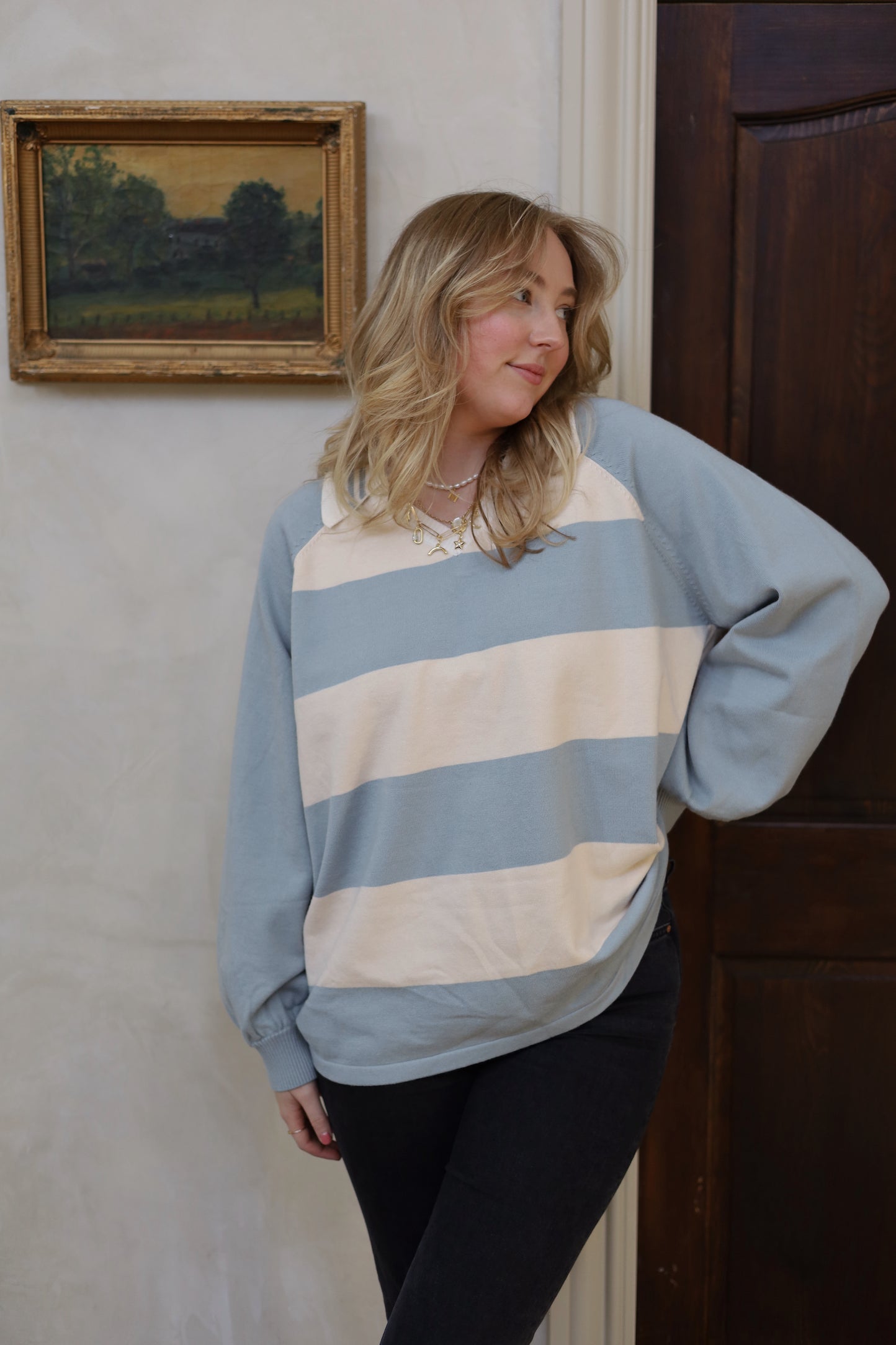 Addison Striped Collar Top