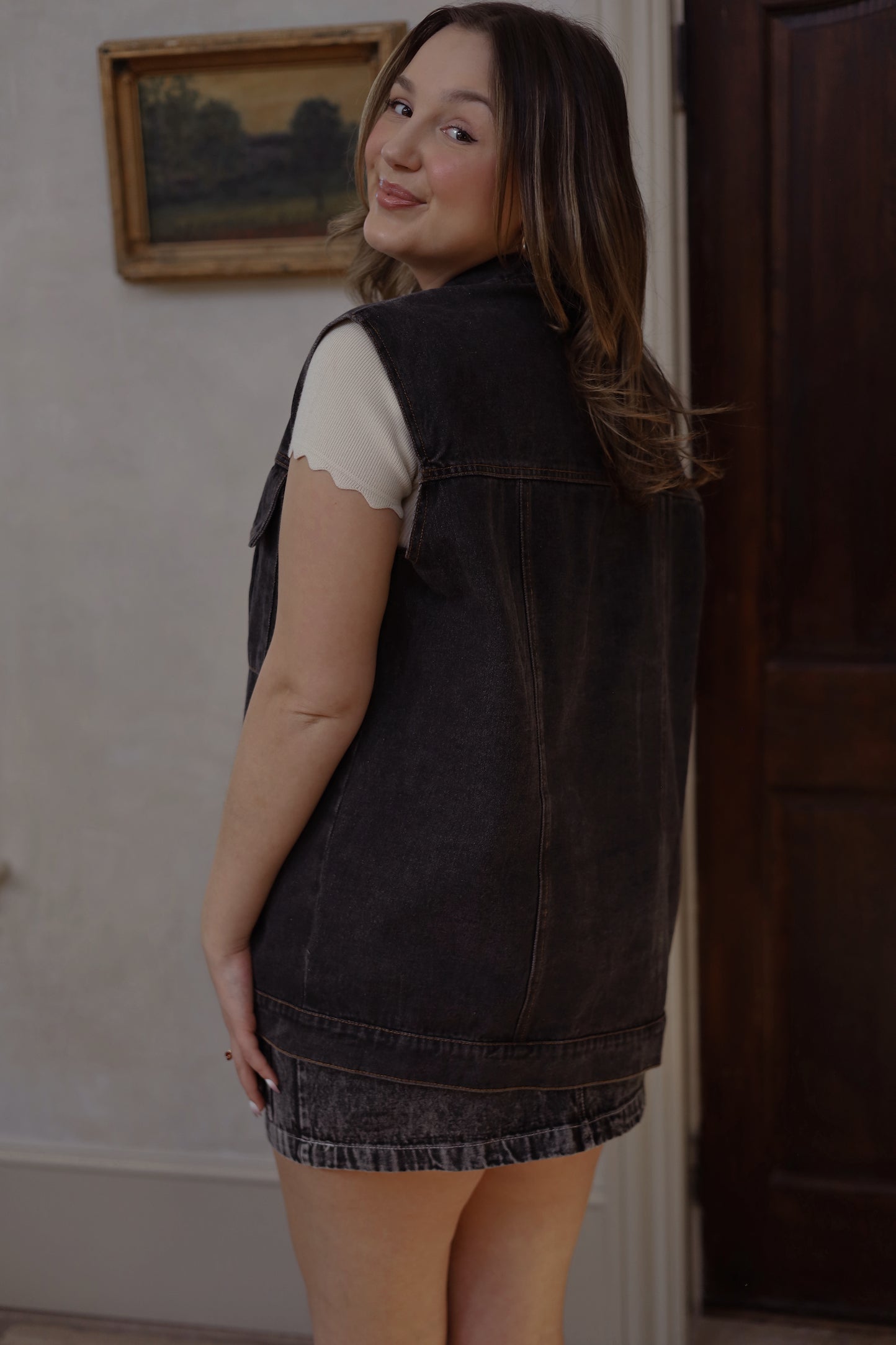 Gianna Black Denim Vest