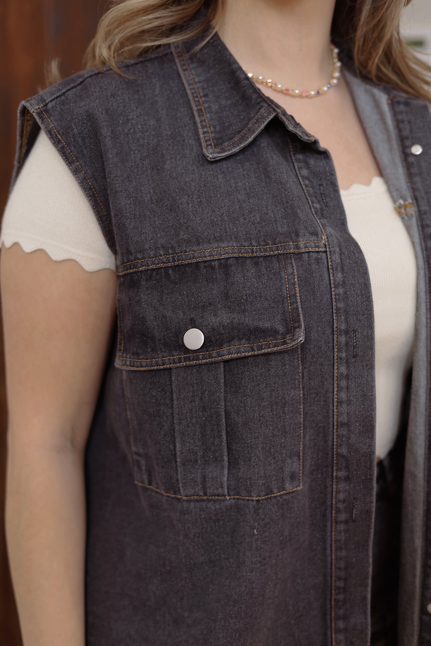 Gianna Black Denim Vest