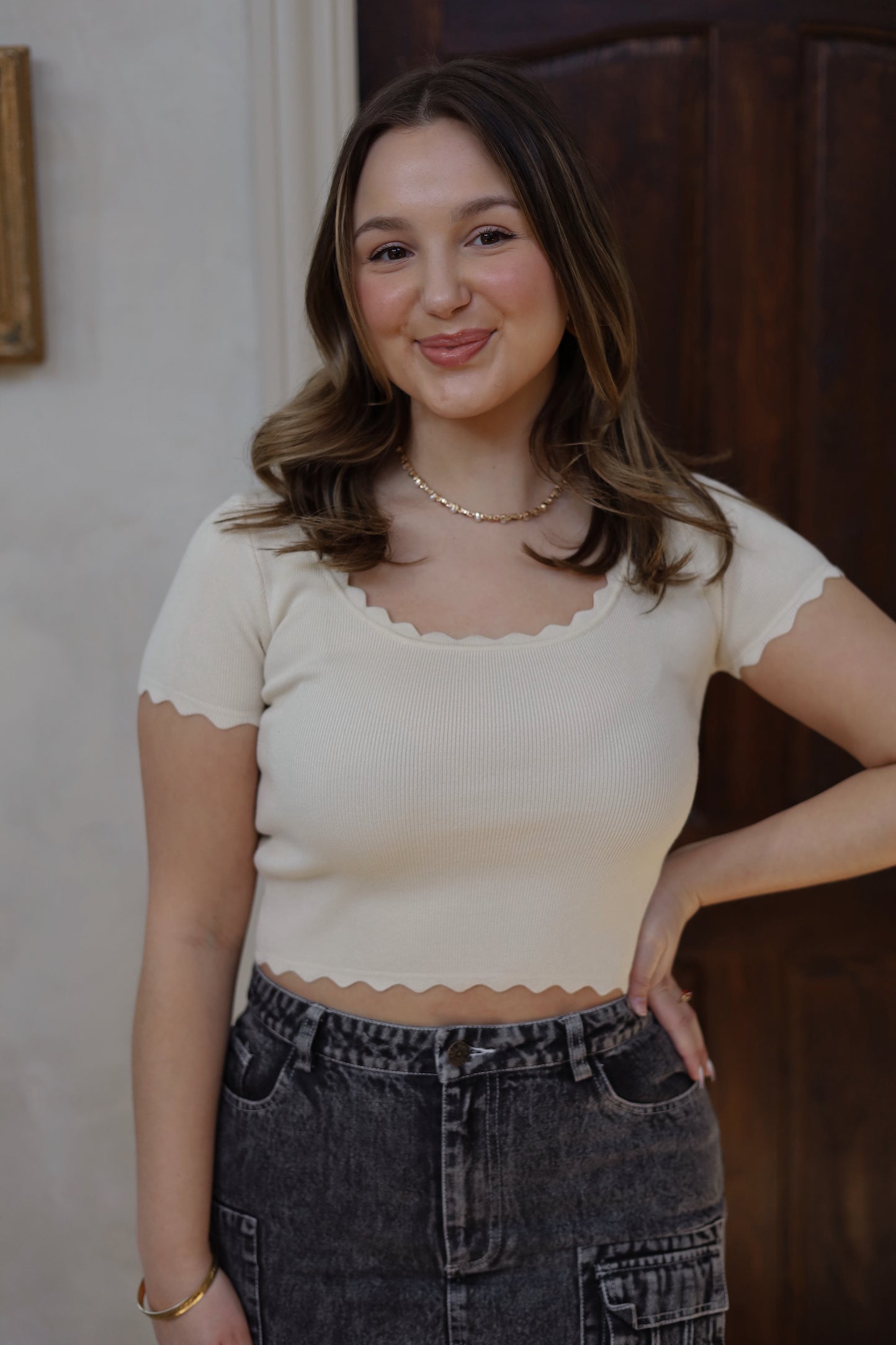 Olivia Scolloped Top